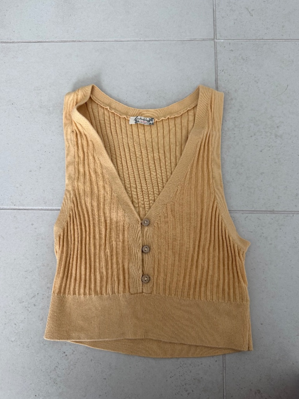 Free People Yellow Cropped Tank Top XS